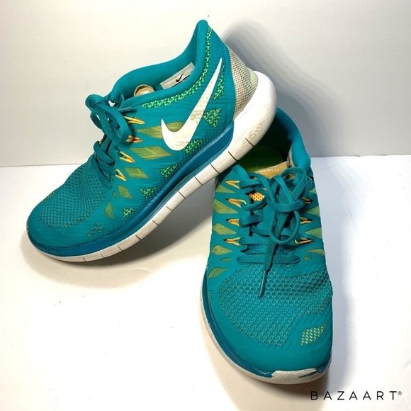 Nike Free run 5.0 teal Women’s running shoes Teal and Yellow Size: 7.5 - Picture 5 of 11